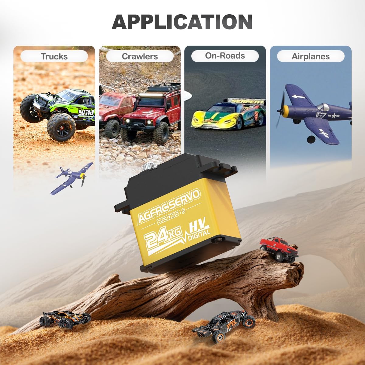 AGFRC 24KG Digital High Torque Servo Programmable Metal Gear Steering Servo for 1/10 RC Car Truck Crawler, 180 ° (B53DHS)
