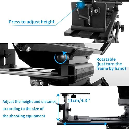 Miniatura 5 de ILOKNZI Teleprompter grande de 18 pulgadas gran angular Plus para tableta de bisagra de 15.6 pulgadas 360 con soportes ajustables lente de cámara