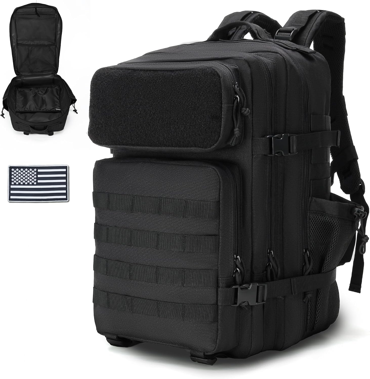 gracedon Military Tactical Backpack for Men and Women Molle Bag 3 Days Pack Large Assault Rucksack Fitness Hiking 25/35/45L (45L-Black)