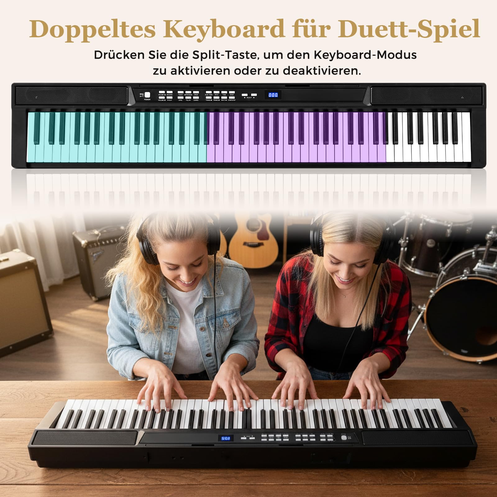 COSYWAY Keyboard Piano 88 Tasten mit Ständer & Hocker, Digitalpiano mit Kopfhörer, & Tragetasche & Sustain-Pedal, E Piano mit 128 Rhythmen, 128 Tönen & 80 Demos, für Anfänger (Schwarz)