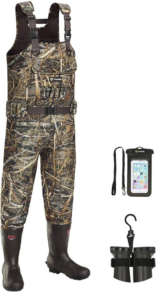 TIDEWE Chest Waders, Hunting Waders for Men with 800G Insulation, Waterproof Neoprene Camo Bootfoot Wader