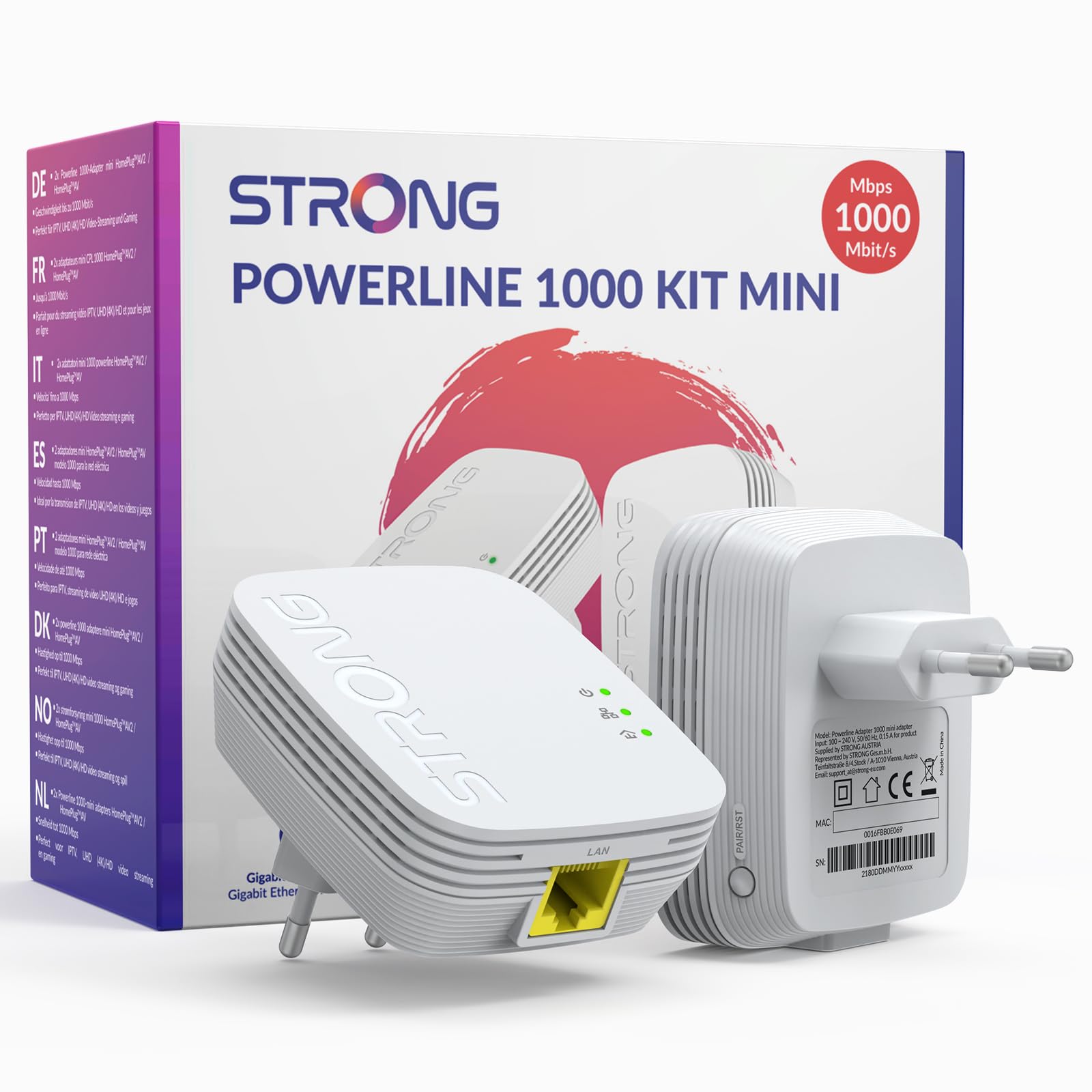CPL AV1000 Mbps HomePlug AV2 Kit 2 Ports Ethernet Gigabit Plug & Play