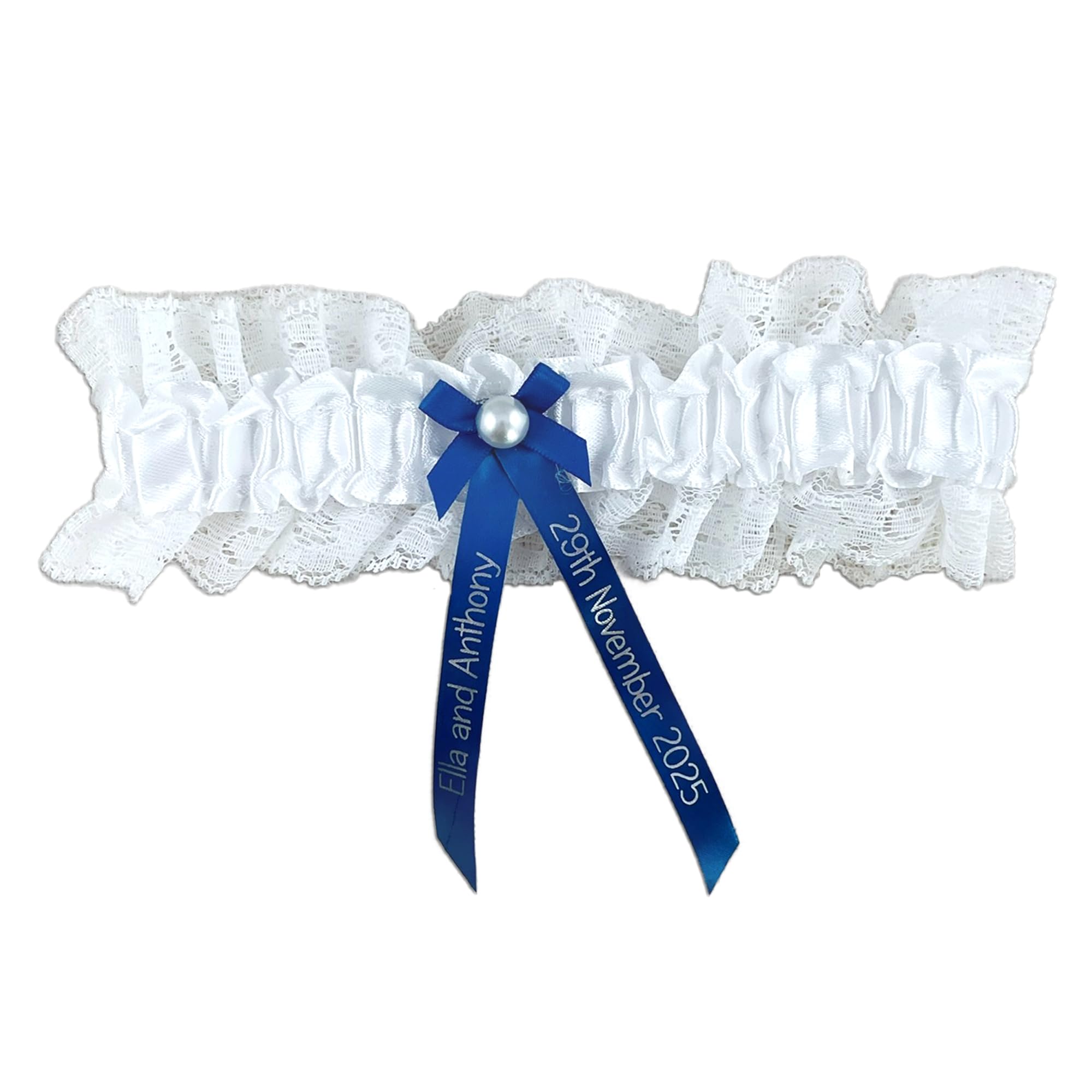 Fuzzy Cactus Royal Blue Personalised Garter - Bride To Be Garters - Something Blue - Wedding Or Hen Party