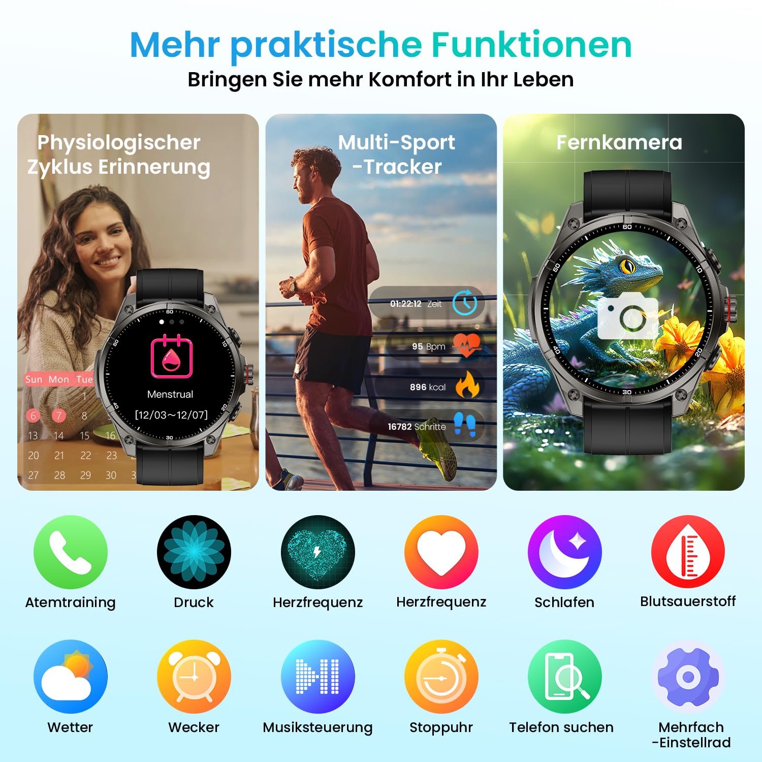 Rogbid Smartwatch dla mężczyzn, GPS, zegarek sportowy, 1,43" HD AMOLED, 5 ATM, wodoszczelny, metalowy, wojskowy smartwatch, tracker aktywności fizycznej z kompasem, krokomierzem, monitorem snu, tętnem
