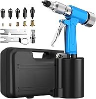 Vista 10 de AUTOUTLET Kit de pistola de remache neumática, remachadora resistente, 4 tamaños, herramienta de remachado hidráulico de aire para campos