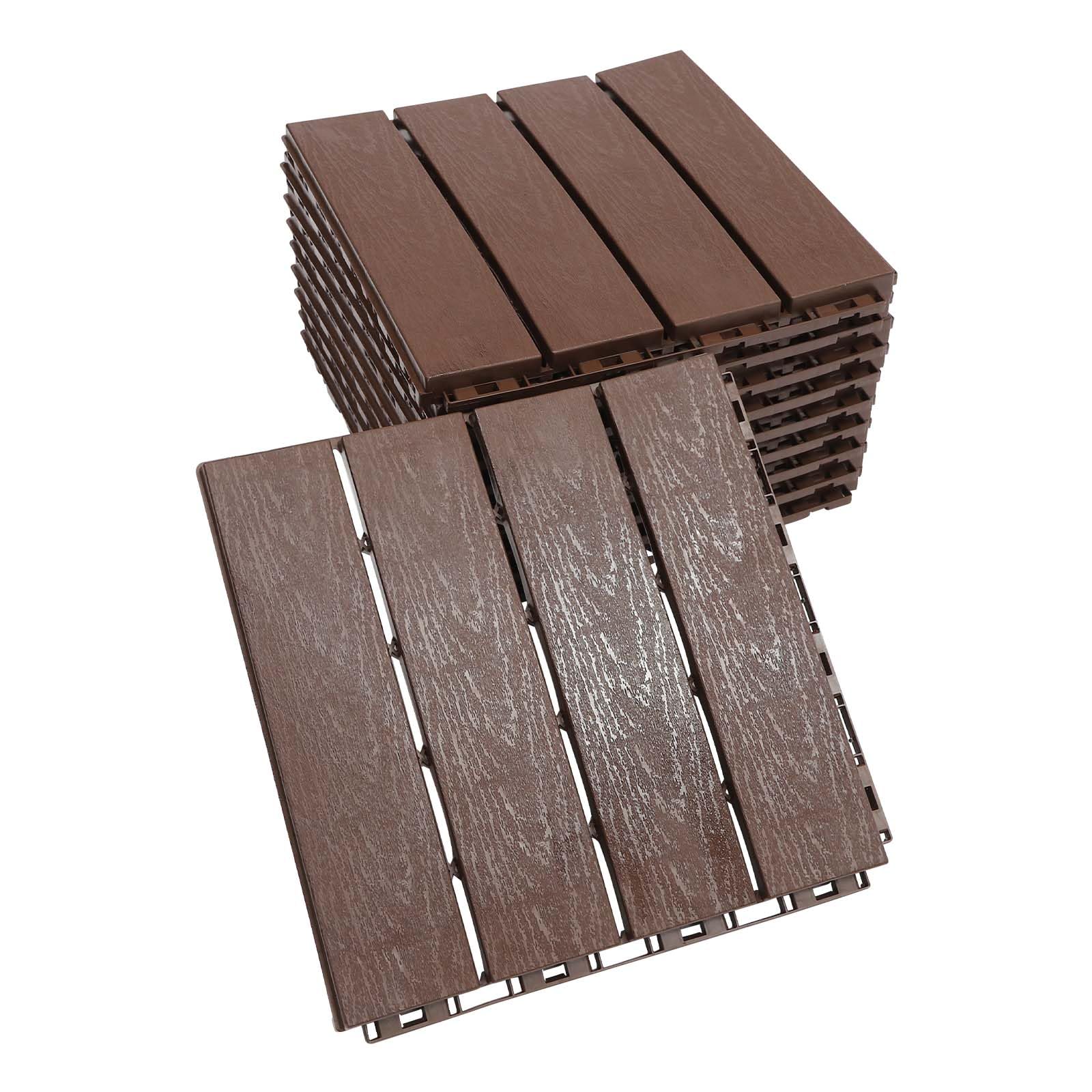 12 Lattes Dalles en Bois d’Acacia Carrelage de Balcon 30 * 30 CM, Dalles de Terrasse Emboîtables, Carrelage Sol Bois Dalle Clipsable Revêtement, Épaisseur 20 MM pour Jardin Piscine Balcon