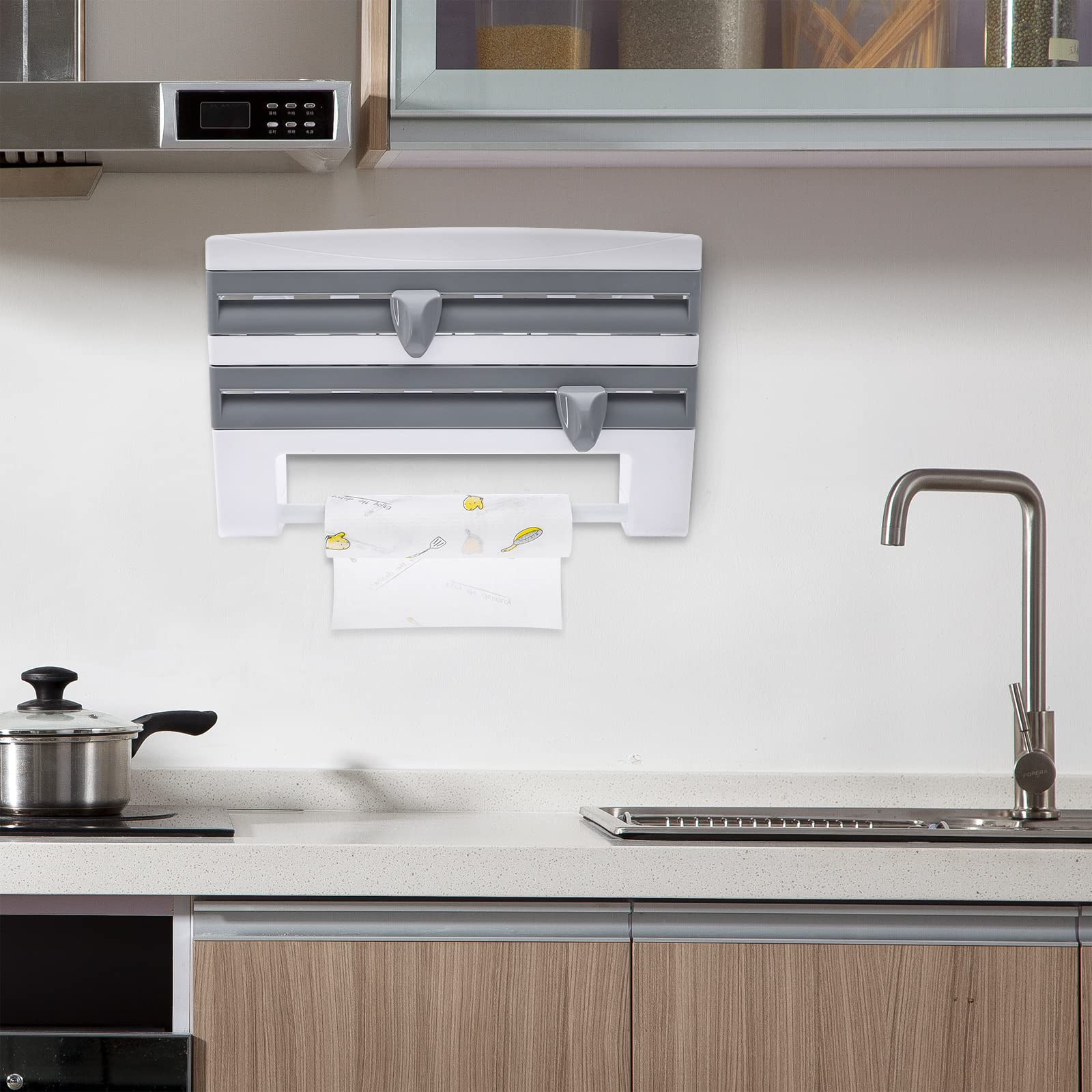 Portarotolo 4 in 1 da cucina, 39 x 10 x 24 cm, con coltello speciale