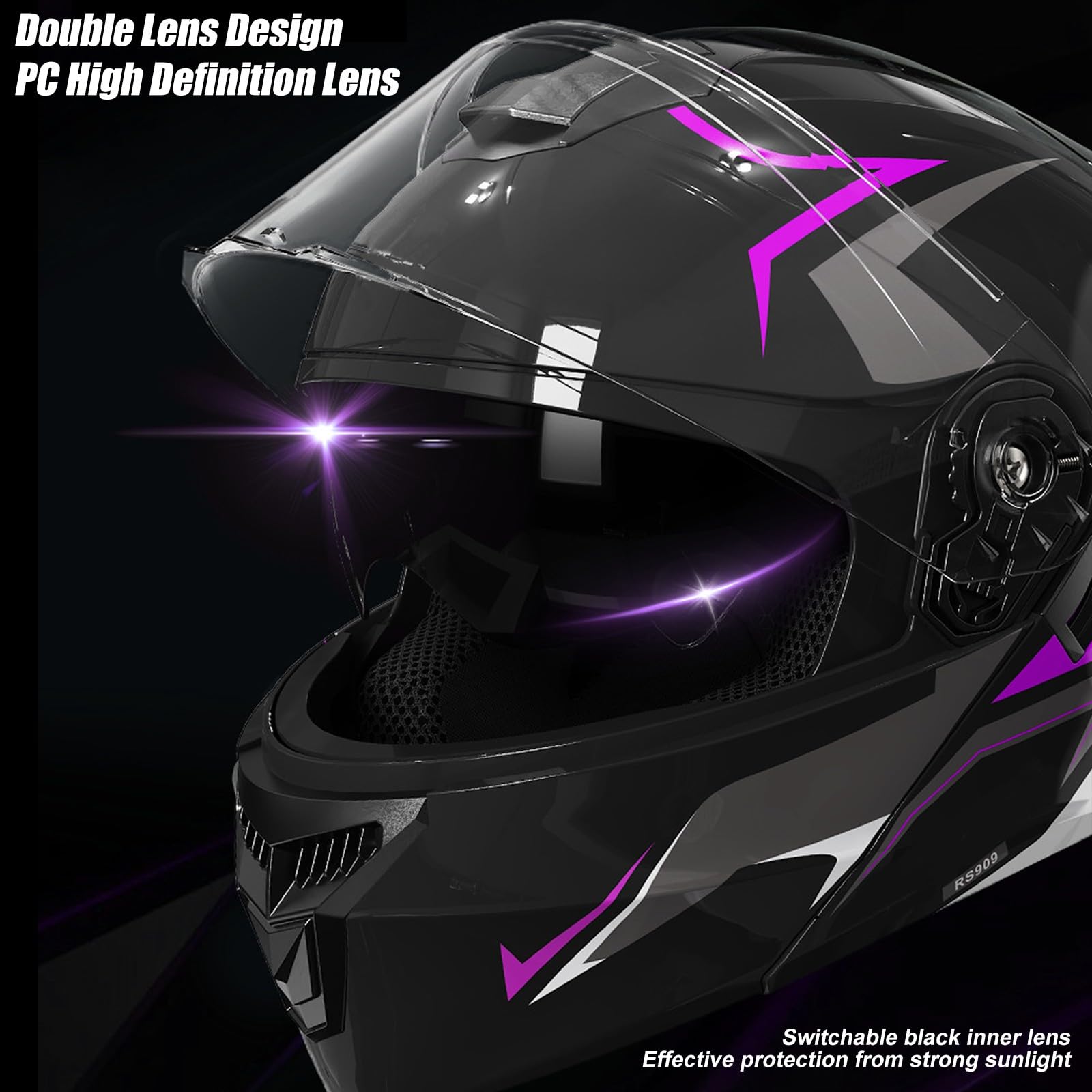 Casco Integral De Motocicleta Modular Homologado ECE 22.06 con Doble Visera para Adultos, Hombres Y Mujeres