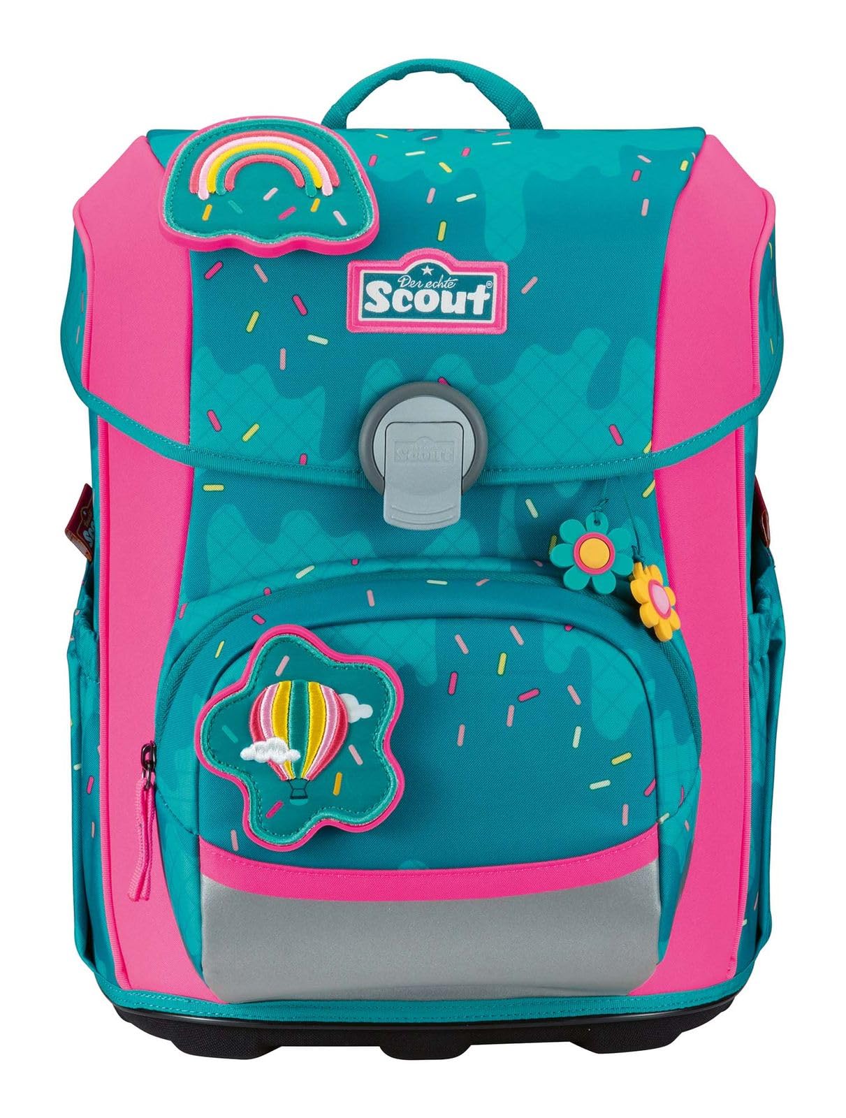 SCOUT mochila escolar Basic Neo Set 4 -piezas Happy Confetti azul petróleo