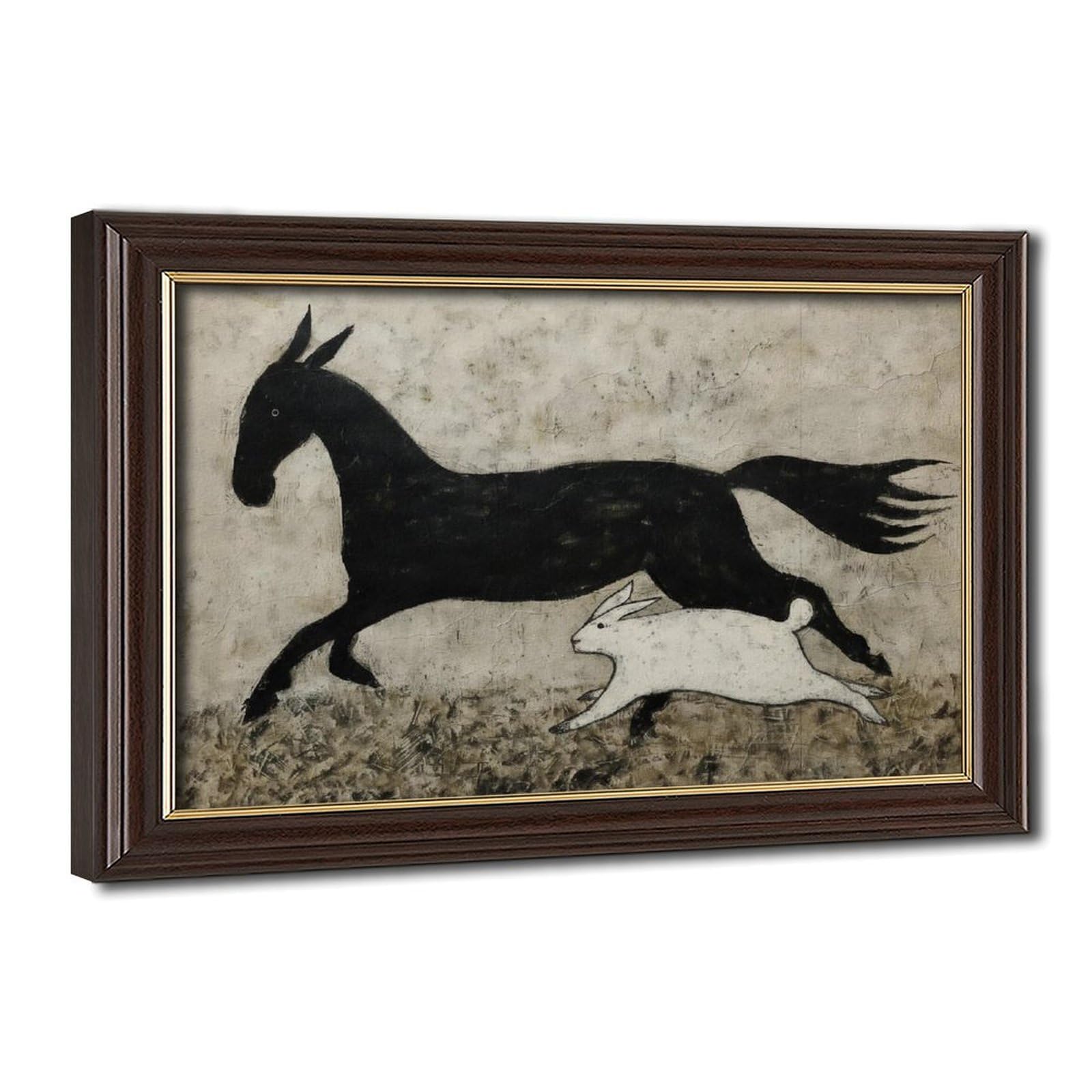 Bareronor Whimsical Horse And Rabbit Poster Canvas Poster Bedroom Decor Landscape Office Room Decor Gift 16" L X 24" W