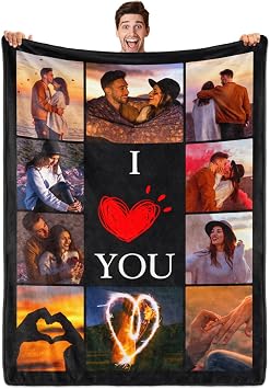 Sparklove Custom Blanket with Picture, Personalized Blanket for Adults Customized Photo Gifts for Women Men Mom Girlfriend Wife Boyfriend Anniversary Birthday Valentines Day