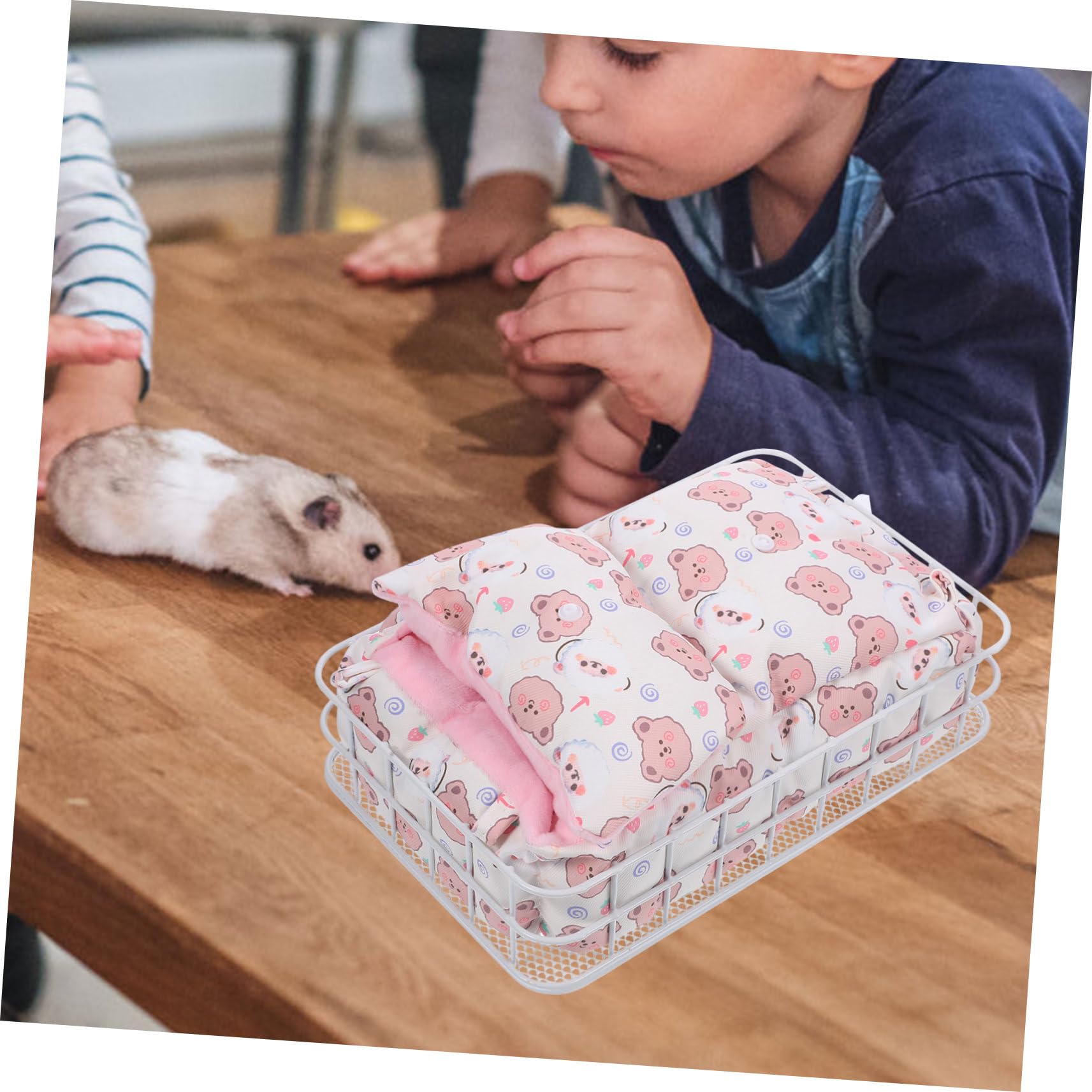 Hamster Hängematte aus Metall und Baumwolle Komfortables Kleintierbett mit Dicker Konstruktion als Schlaf und Versteckplatz für Hamster und Frettchen