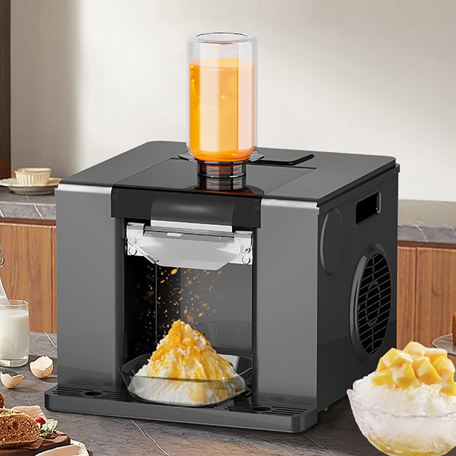 MYFTNP 350W Electric Ice Shaver, Automatic Snowflake Ice Machine, Fast Cooling In 60 S, Ice Production Volume: 60KG/24H, for Restaurants, Bars, Supermarkets, and Ice Cream Shops