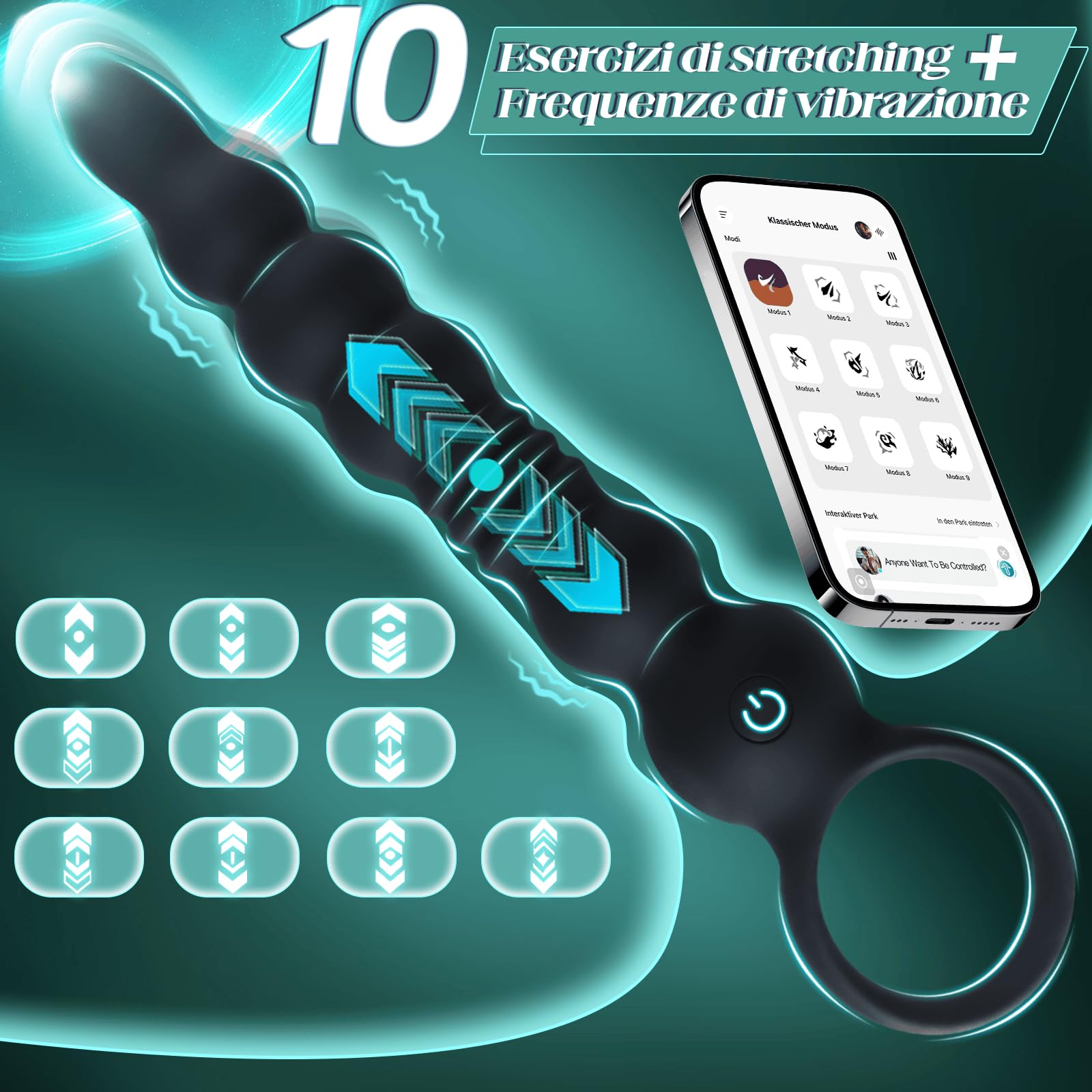 Vibratore Anale a Perline Prostata Vibratore Dilatatore Ano per Uomo Massaggiatore Prostatico Plug Anale Dilatatore Donna Stimolatore Punto G Vibratori Anal Plug Sex Toys Sessuali per Uomini