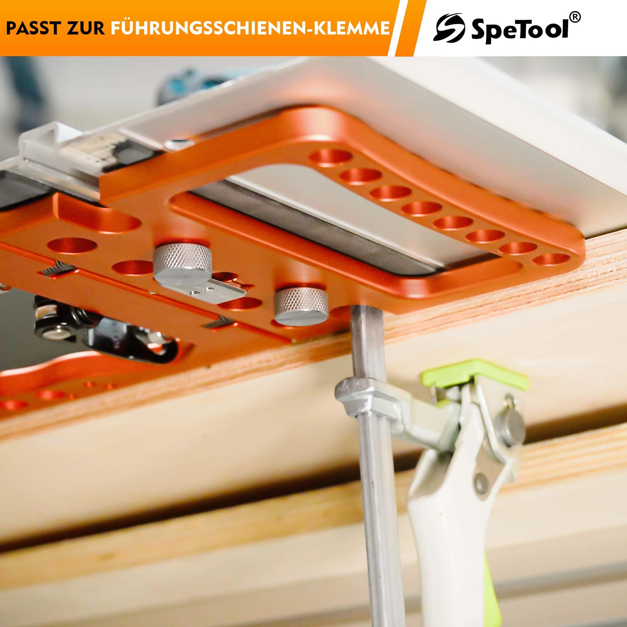 SpeTool Ogranicznik kątowy 90° do szyny prowadzącej, precyzyjne cięcia 90°, szybka blokada, bardzo duża i gruba, kompatybilna z Festool, Makita, Milwaukee, POWERTEC, WEN szyna prowadząca