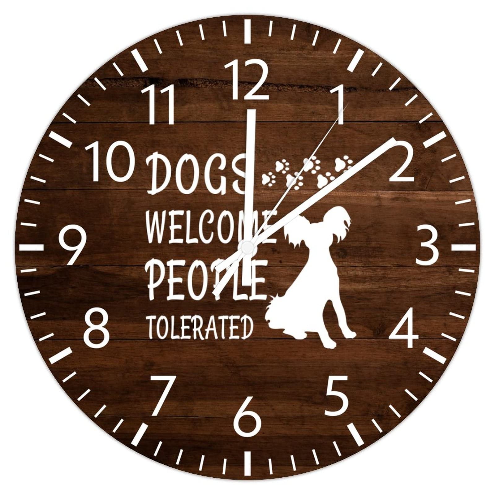 Horloge murale anti tic-tac pour chambre | Cadran PVC imprimé chien 30cm