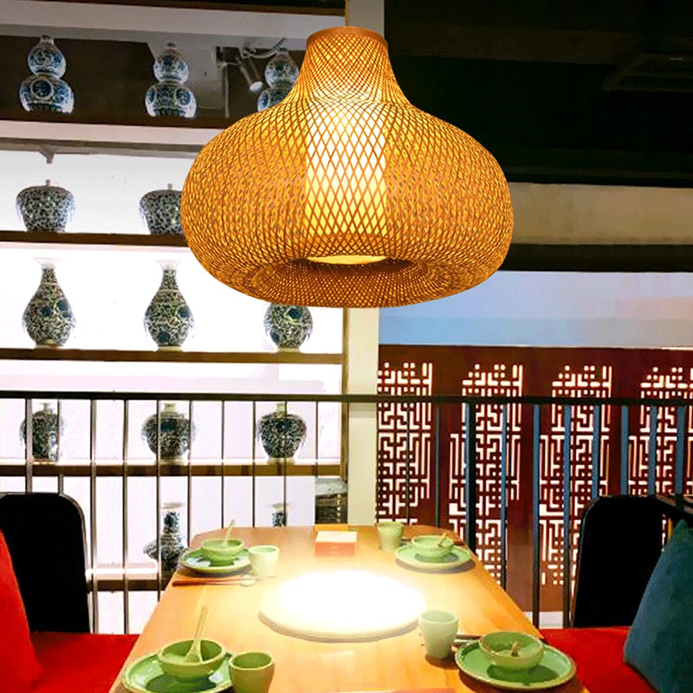 E27Lampada a sospensione Lanterna in bambù, Lampadario E27 in rattan, Paralume in bambù fatto a mano, Adatto per soggiorno, bar, ristorante e decorazione del club Lampada a risparmio energetic