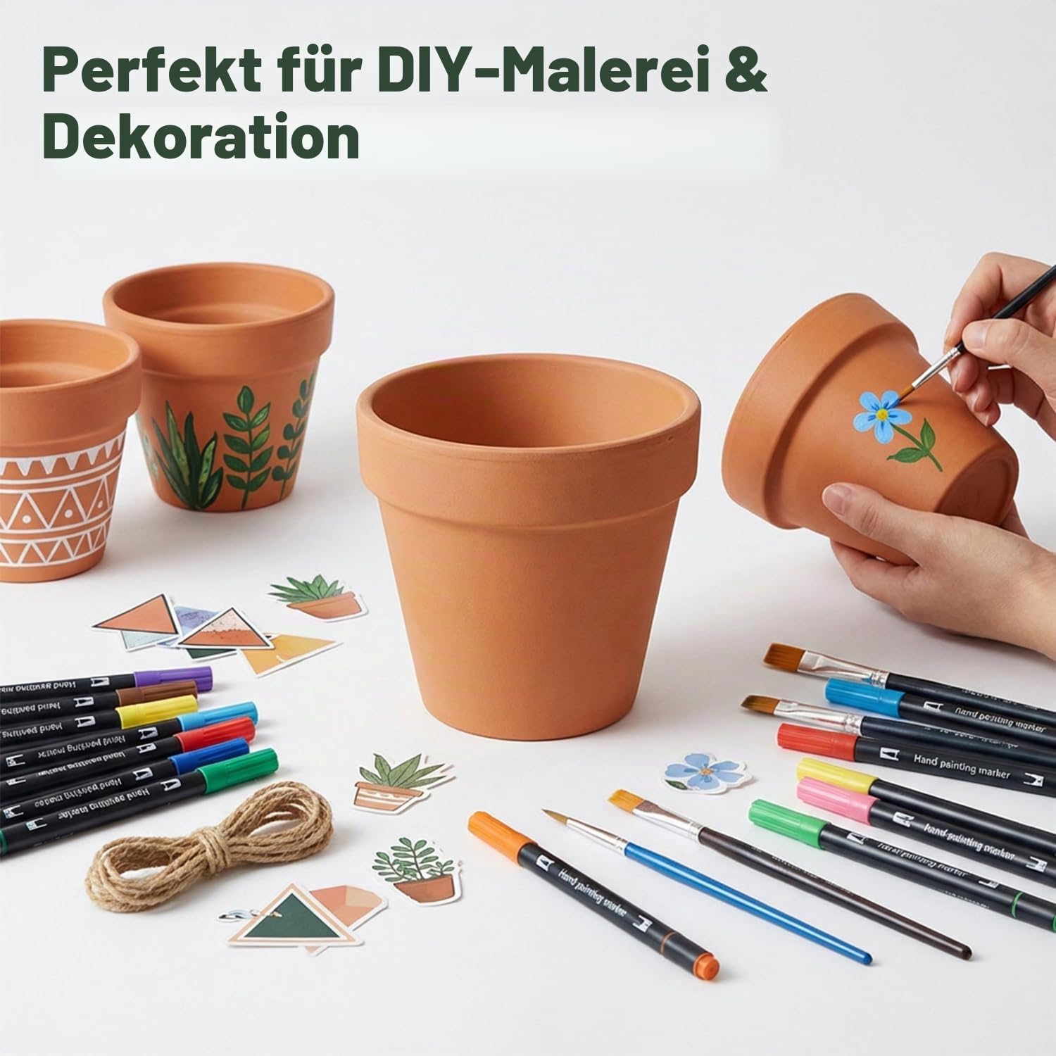 10cm Terrakotta Töpfe mit Untertasse - 6er Pack Tonblumentöpfe mit Drainage, Ideal für Pflanzen, Kunsthandwerk, Hochzeitsbevorzugung
