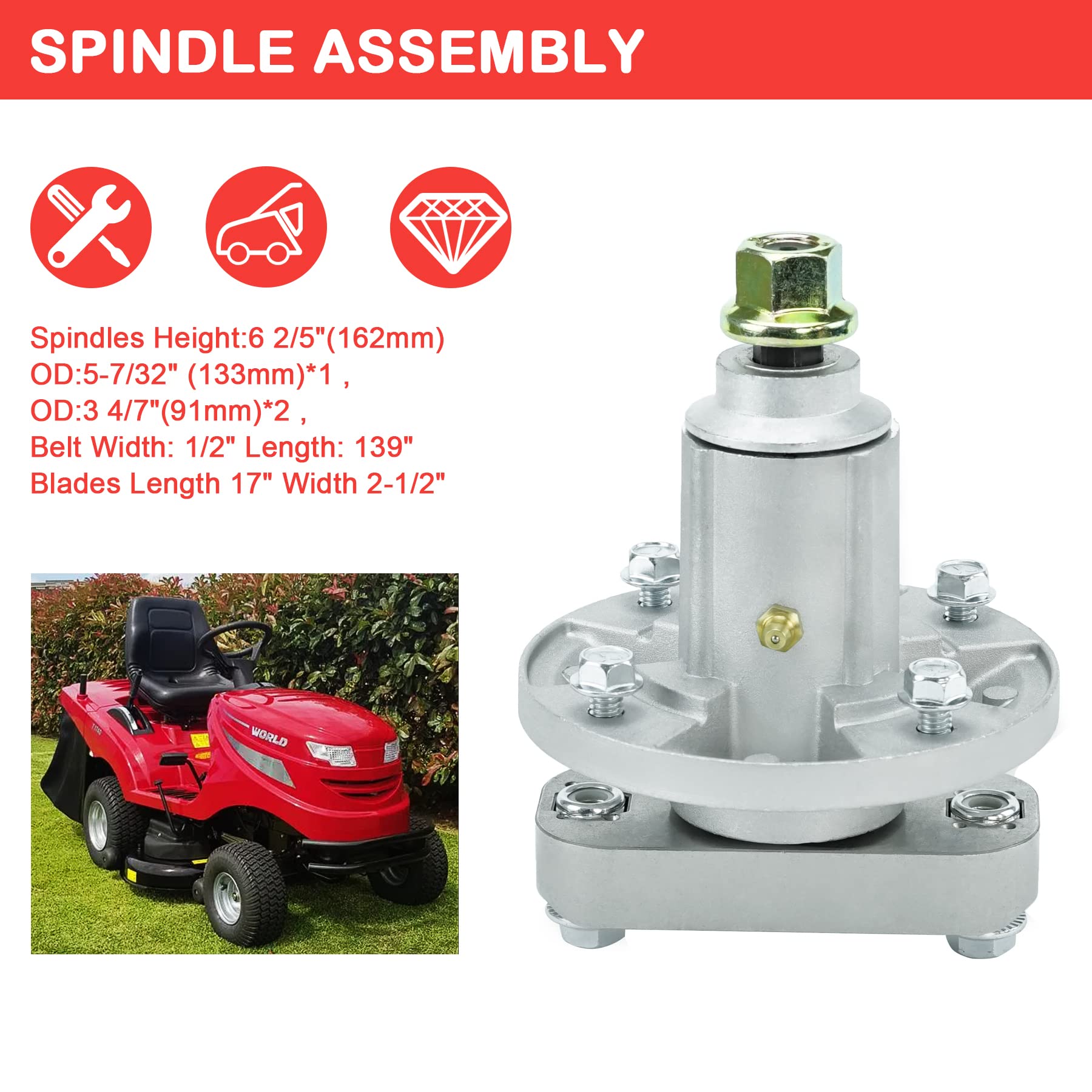 Set 3 Lame 48 Pollici Set Di 3 Lame Per Tosaerba John Deere 48" - Ricambio Per Modelli D140, D150, D160, LA130 Lame Rasaerba John Deere - Foto 12