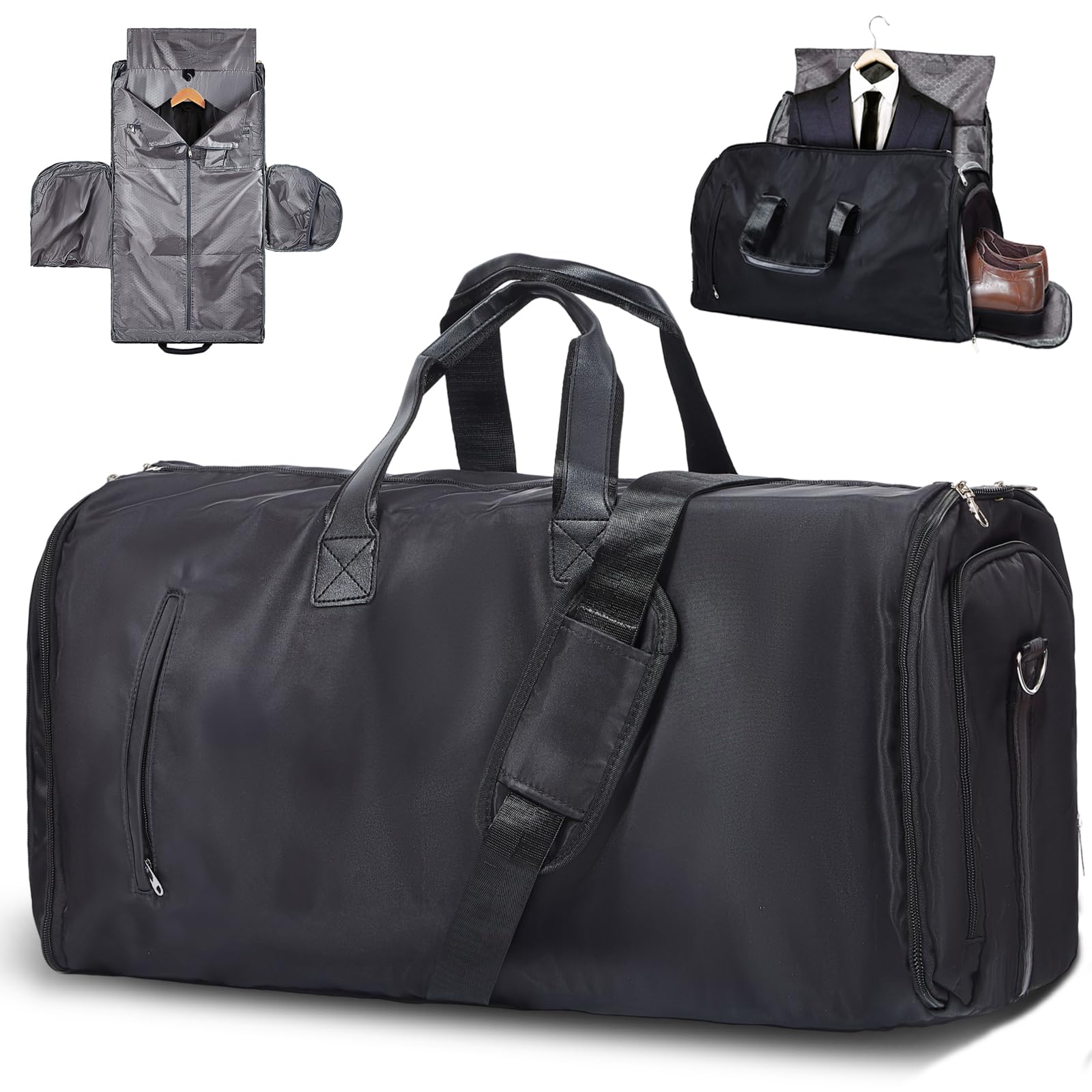 SINZUX 60L Housses de Costume de Voyage Housses de Vêtements avec bandoulière, 3 en 1 Convertible Housse Costume Homme, imperméable Sac de Sport Poches de Rangeme Sac de Protection pour Costumes