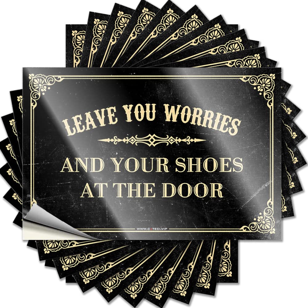 Tattoo Pool Decorations Outdoor Peel and Stick - Leave You Worries and Your Shoes At The Door Helmet Assorted Waterproof Vinyl for Gathering(6X9CM)