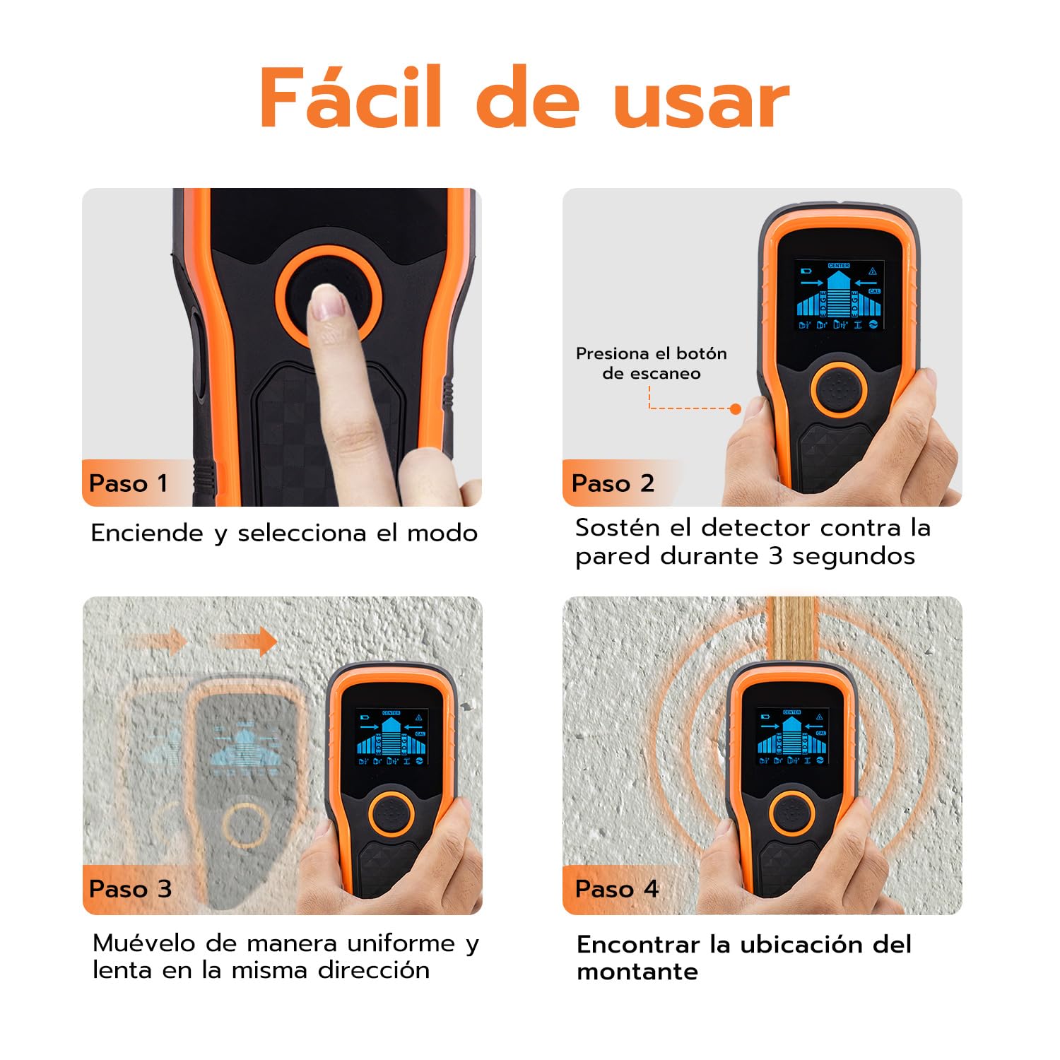 Mcbazel Detector de Pared 5 en 1, Detector de Pared Multifuncional con Pantalla LCD y Advertencia de Sonido, Escáner de Pared para Madera, Metal y Líneas Eléctricas