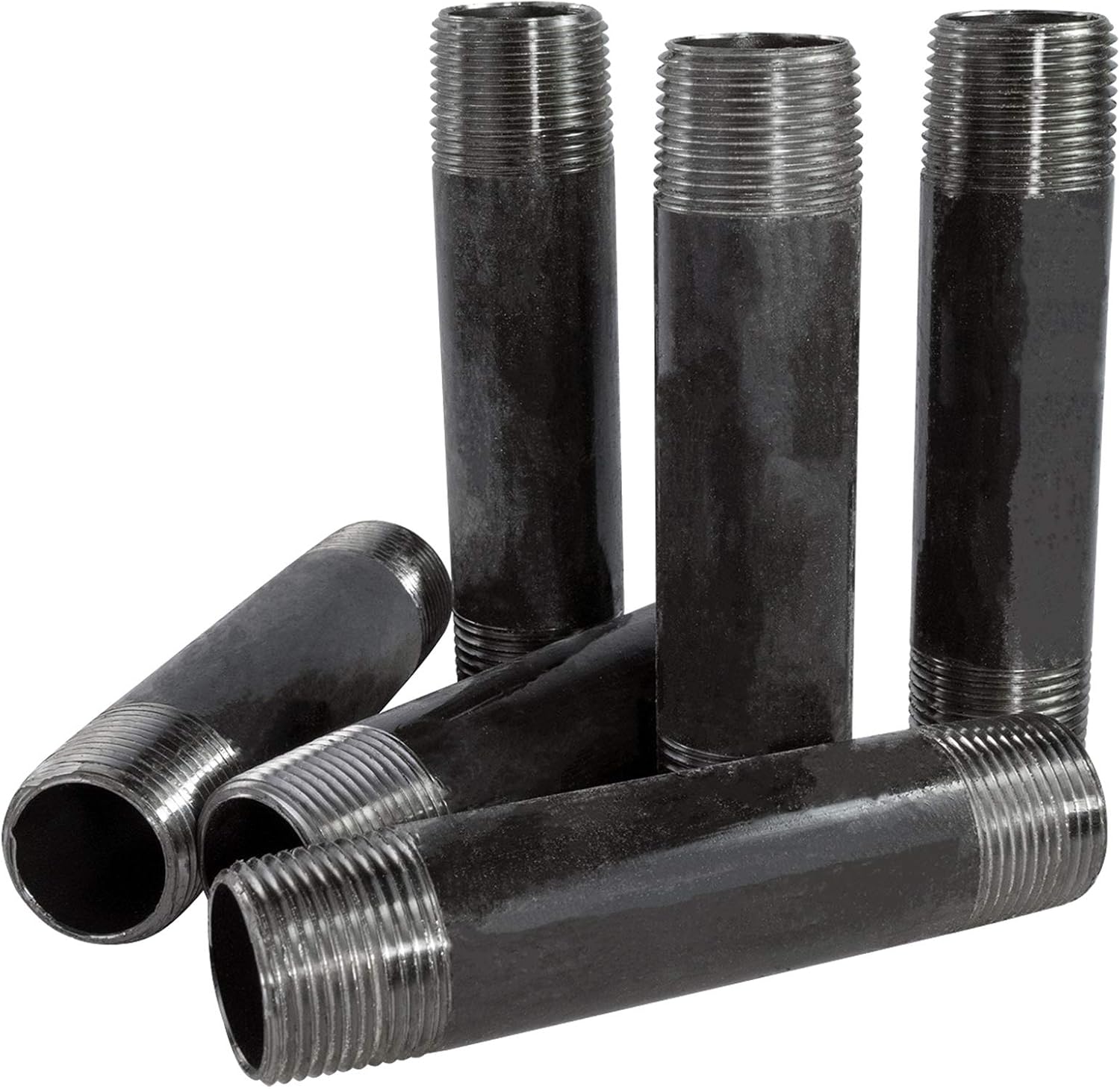 Supply Giant 1200NPBA Malleable Black Pipe Assortment Kit, 60 Pipes Fittings For All Your DIY Projects, Threaded Steel Pipe Nipples 1/2 Inch(Pack Of 60)