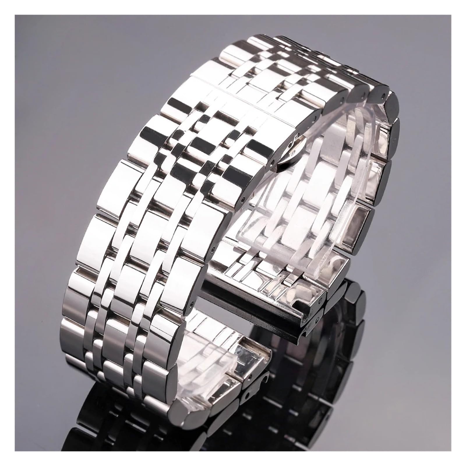 Pasek Ze Stali Nierdzewnej Do Zegarka, Srebrny Polerowany Pasek 18 20 22 24 Mm Bransoleta Do Smartwatcha