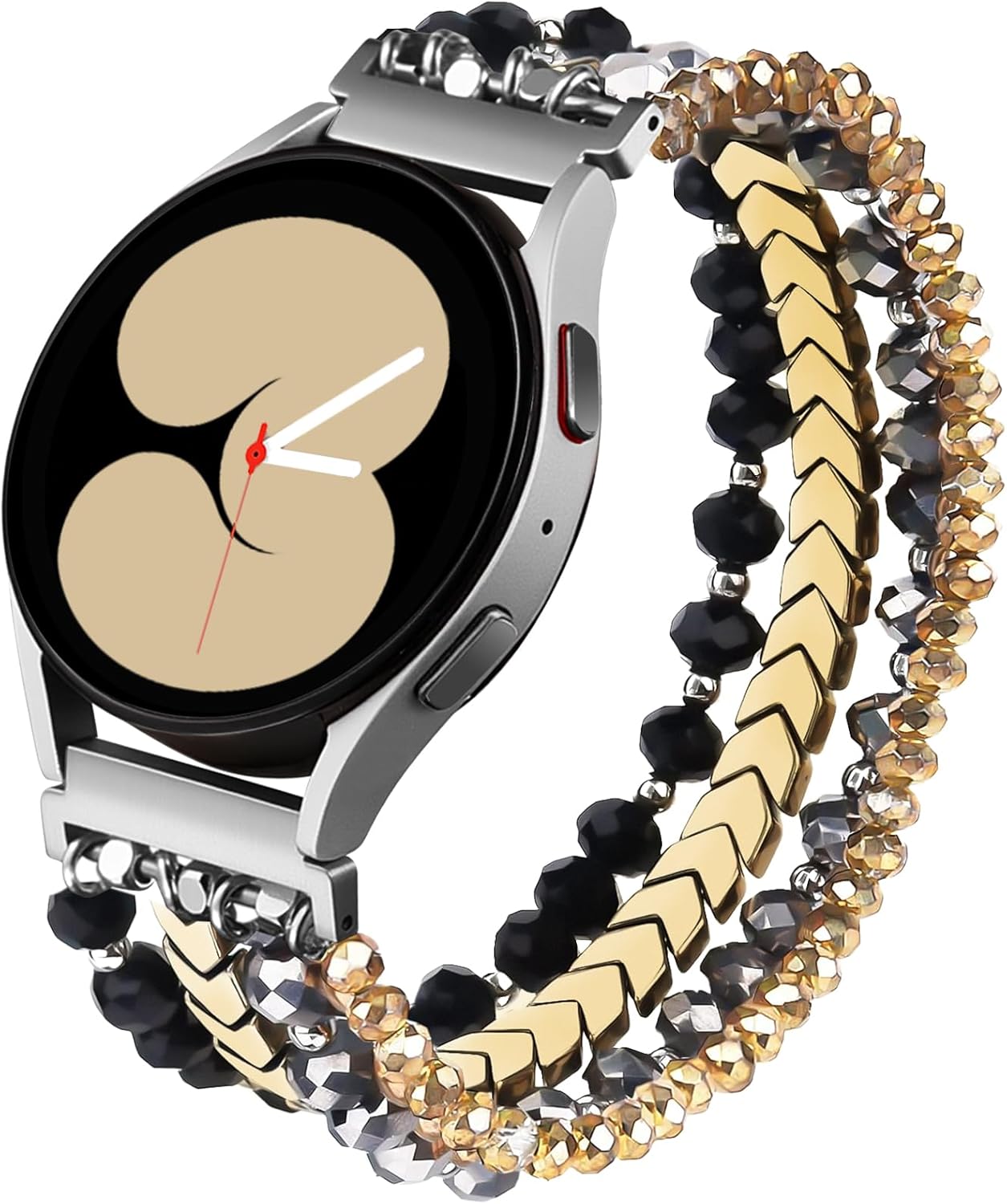 Lerobo Beaded Bracelet Band Compatible with Galaxy Watch 7/6/5/4/Active 2 40mm 44mm/Watch 4 Classic 42mm 46mm/6 Classic 43mm 47mm/5 Pro 45mm, Women Girl 20mm Handmade Fashion Stretchy Watch Band