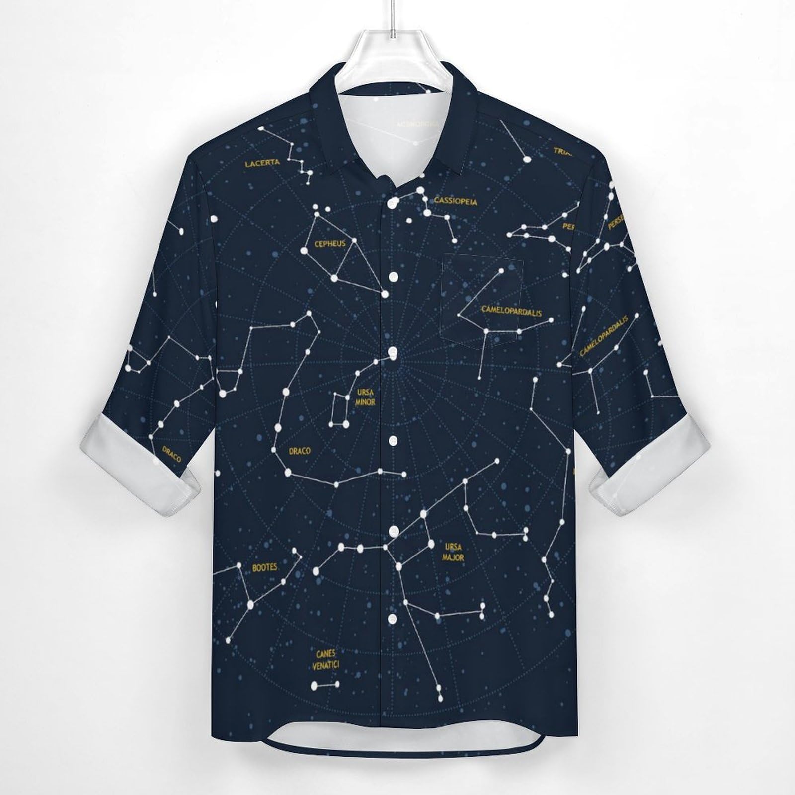 Amazon.co.jp: 星座柄 星柄 宇宙柄 メンズ シャツ 秋服 長袖 Tシャツ
