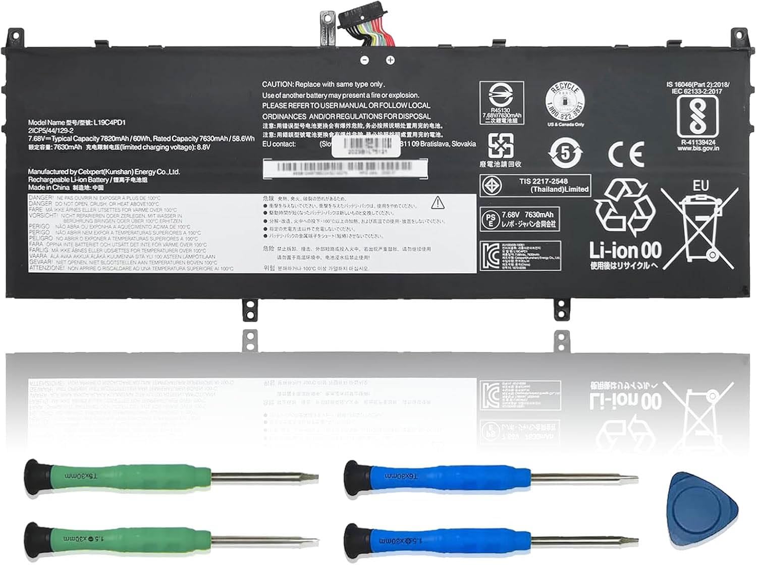 L19C4PD1 Laptop Battery Replacement for Lenovo ideapad Yoga 6-13ARE05 6-13ALC6 Yoga C640-13IML LTE Series L19D4PD1 5B10W67385 5B10U65274 5B10W67329 5B10U65275 7.68 V 60 Wh 7820 mAh