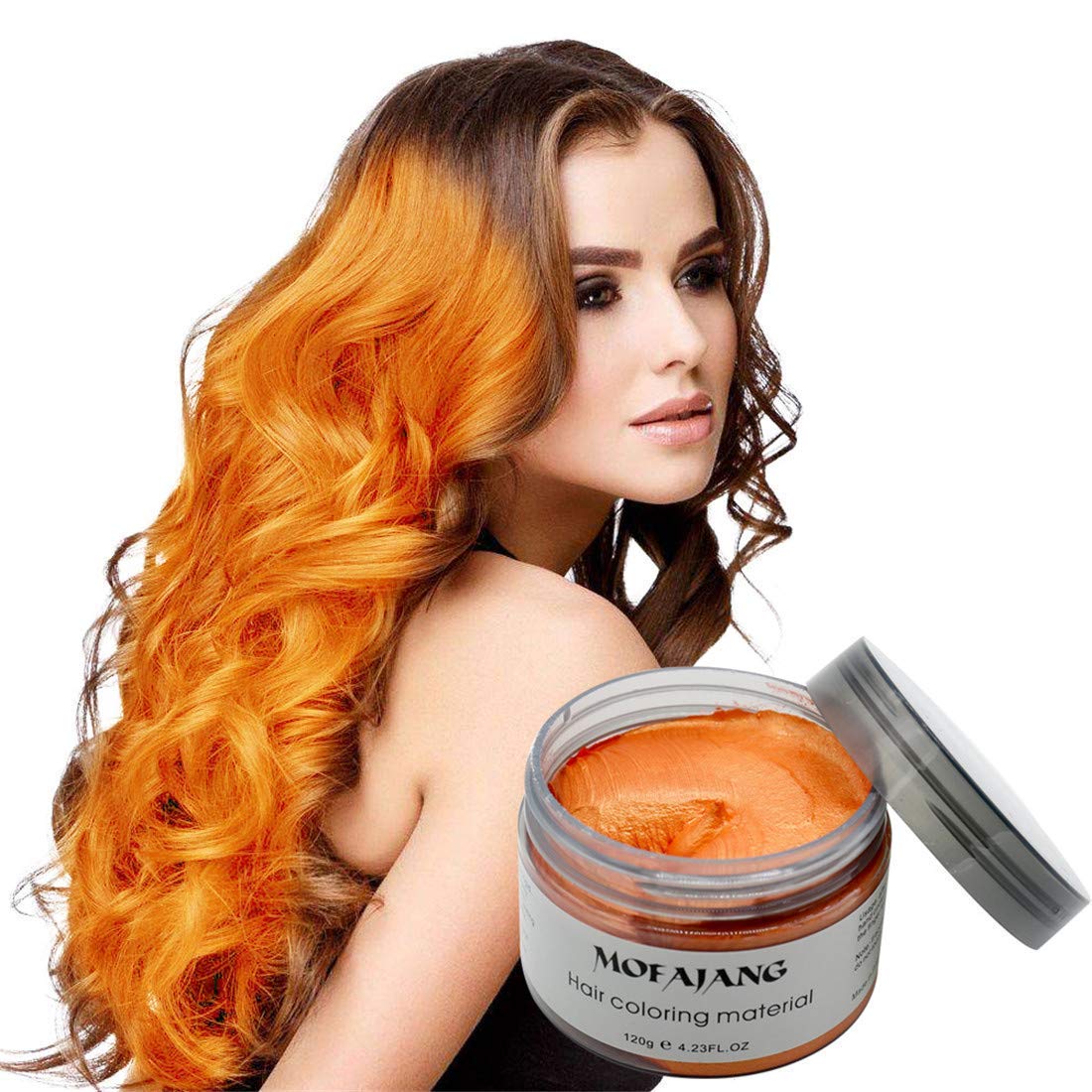 Temporary Hair Color Wax 4.23 oz-Instant Hairstyle Cream Hair Pomades Hairstyle Wax for Party Cosplay Easy Cleaning (orange)