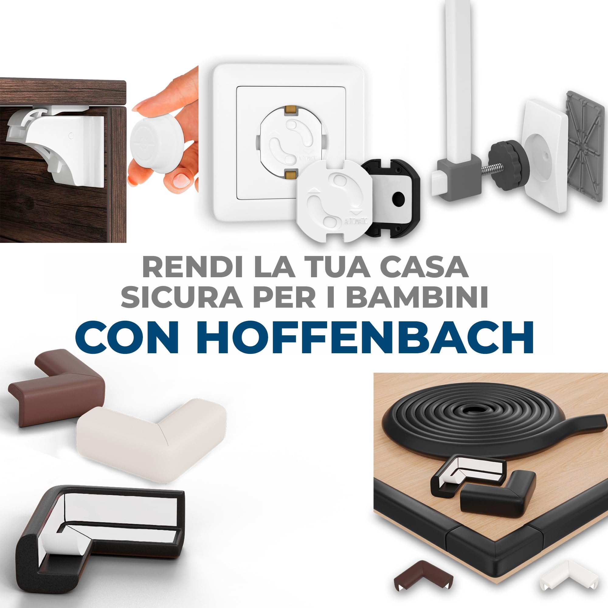 Hoffenbach Set di 20 prese elettriche con meccanismo rotante - Protezione per neonati e bambini - Copripresa di sicurezza per evitare incidenti e scosse elettriche - Presa elettrica - Bianco