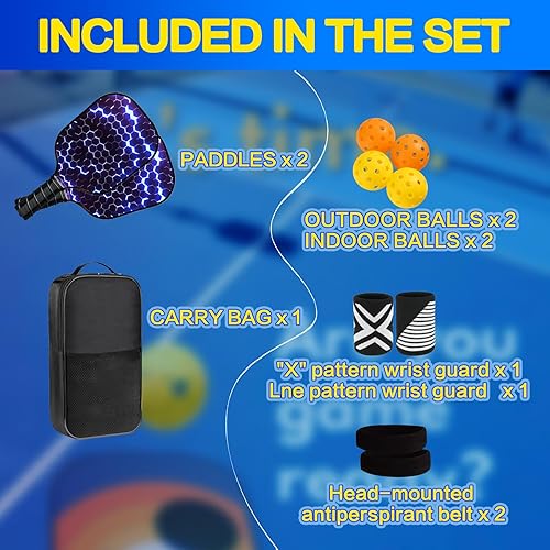 Miniatura 4 de Juego de 2 palas de pickleball para principiantes, raquetas de fibra de carbono aprobadas por USAPA, paquete de 2 palas de pickleball para