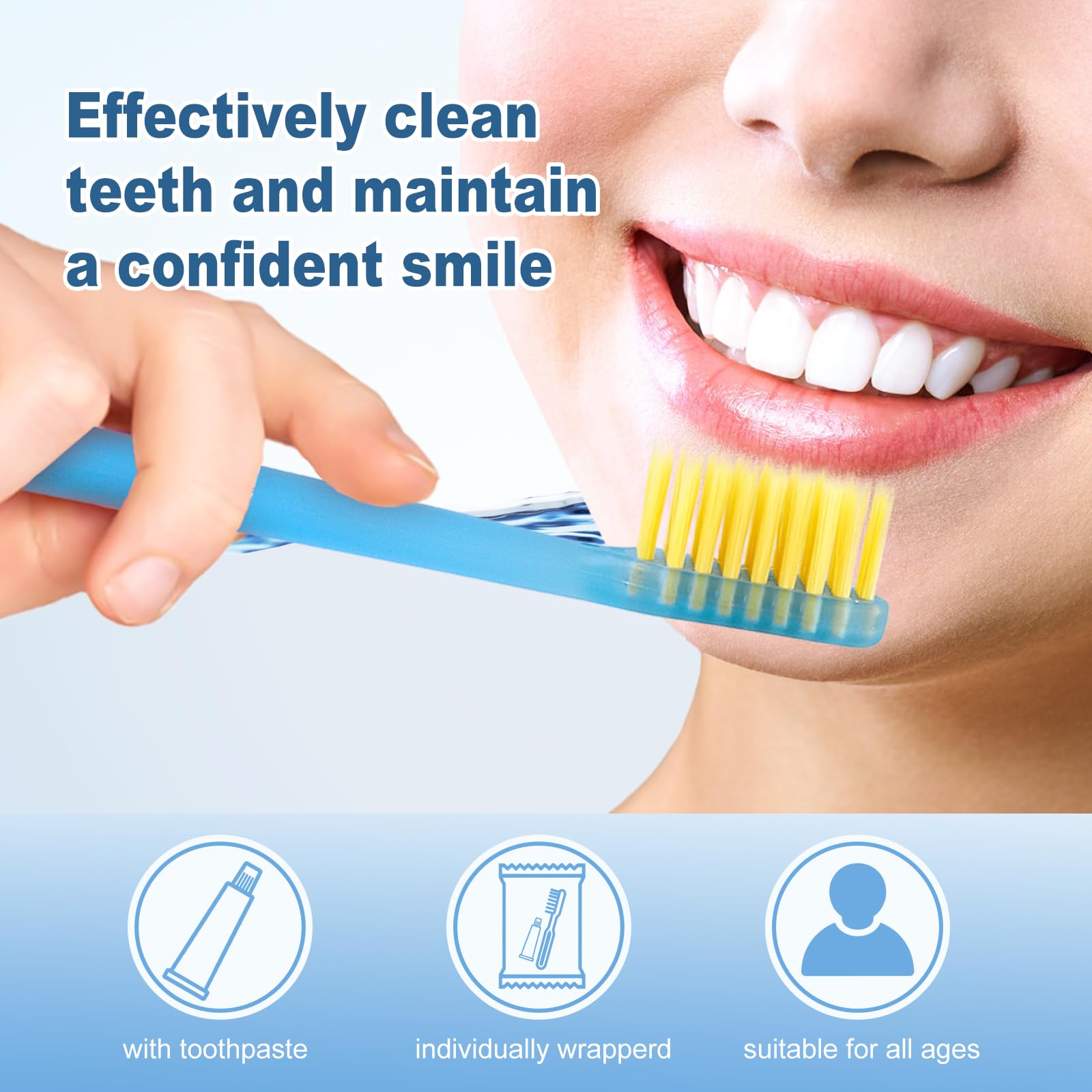120 cepillos de dientes desechables con pasta de dientes envueltos