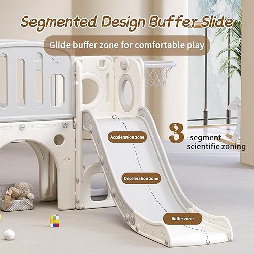 Miniatura 3 de Tobogán 8 en 1 para niños pequeños, tobogán de escalador para niños con espacio de almacenamiento y pasos antideslizantes, juego para interiores y