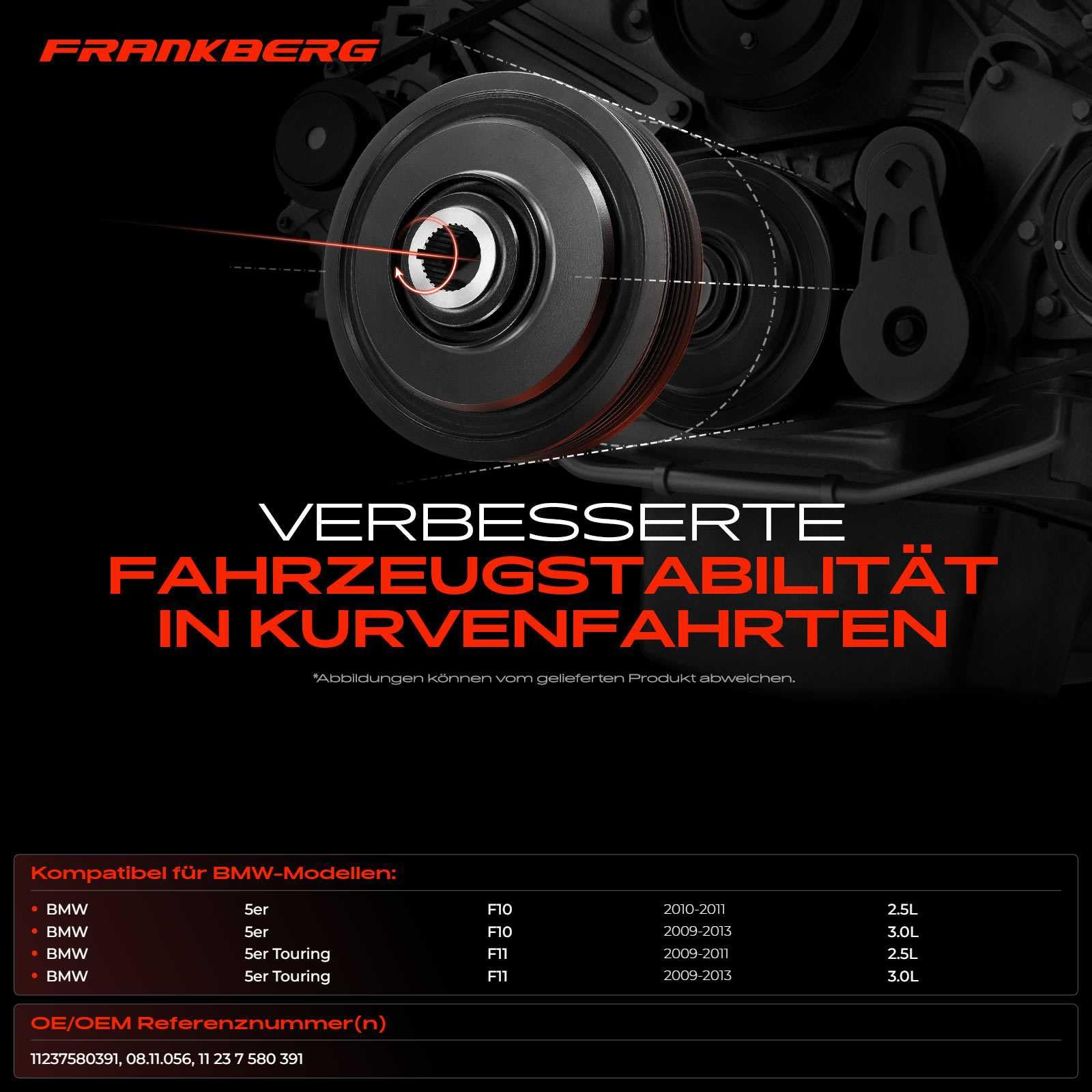 Frankberg Riemenscheibe Kurbelwelle Benzin Kompatibel mit 5er F10 523i 5er F10 528i 5er Touring F11 523i 5er F10 530i 5er Touring F11 528i Replace# 11237580391,08.11.056