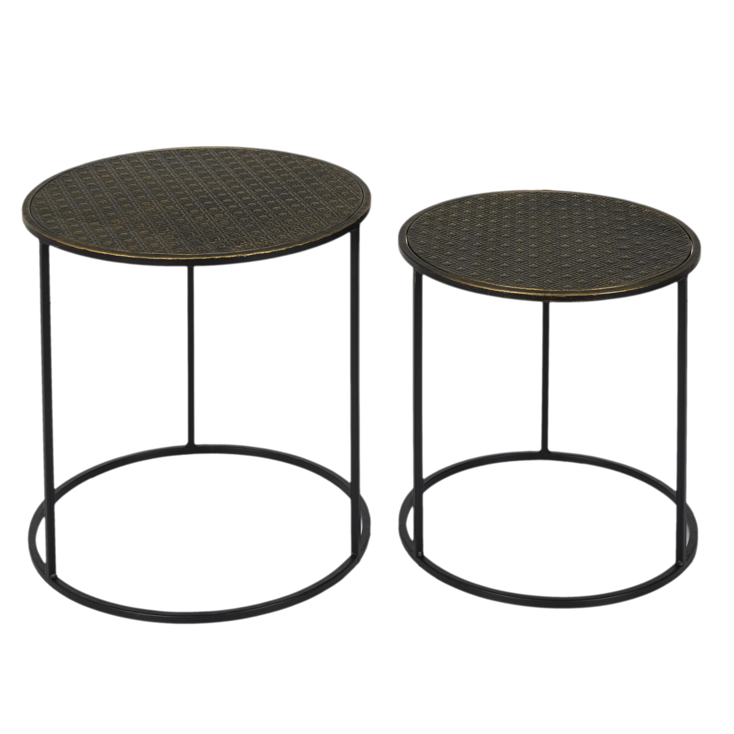 HOME DECO FACTORY - Lot de 2 Tables Gigognes Métal Martelé Mirage - Dimensions : Small 35 x 35 cm - Tall 40 x 40 cm