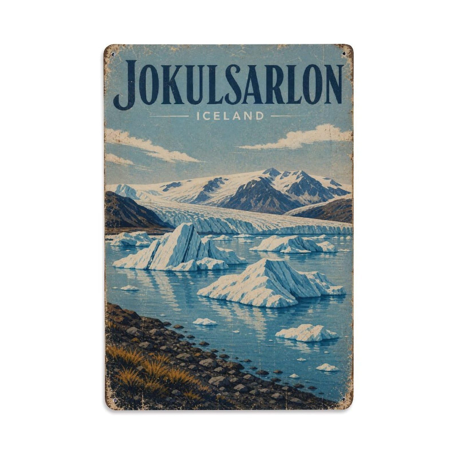 Retro Travel Iceland Jokulsarlon Metal Tin Sign