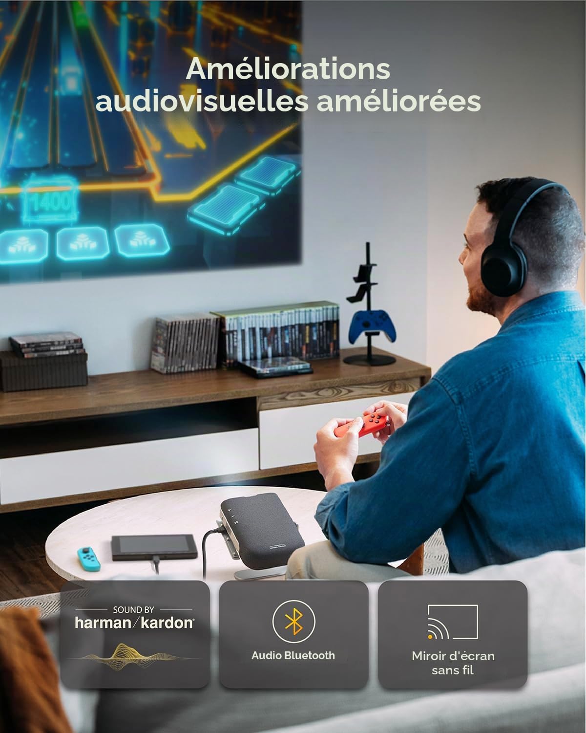 ViewSonic M1 Max Projecteur LED intelligent portable, Full HD 1080p, Google TV, projection 360°, 200 ANSI lumens, batterie intégrée avec 2 heures de temps de lecture, mise au point automatique
