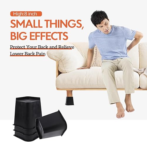 Miniatura 5 de JONHWI Elevadores de cama, elevadores de muebles de gran tamaño, bloques de elevación de 8 pulgadas para cama, sofá, escritorio, sofá, mesa,