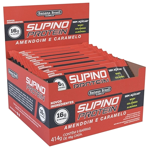 Banana Brasil Display Supino Protein Amendoim Com Caramelo Max Caixa Com 9 Unidades De 46G Banana Brasil Display Supino Protein Amendoim Com Caramelo Max Caixa Com 9 Unidades De 46G