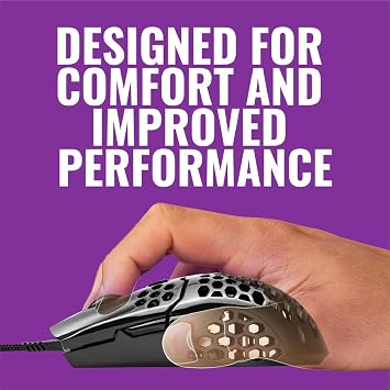 Cooler Master MM710 Glossy Black Gaming Mouse with Lightweight Honeycomb Shell, Ultraweave Cable, 16000 DPI Optical Sensor