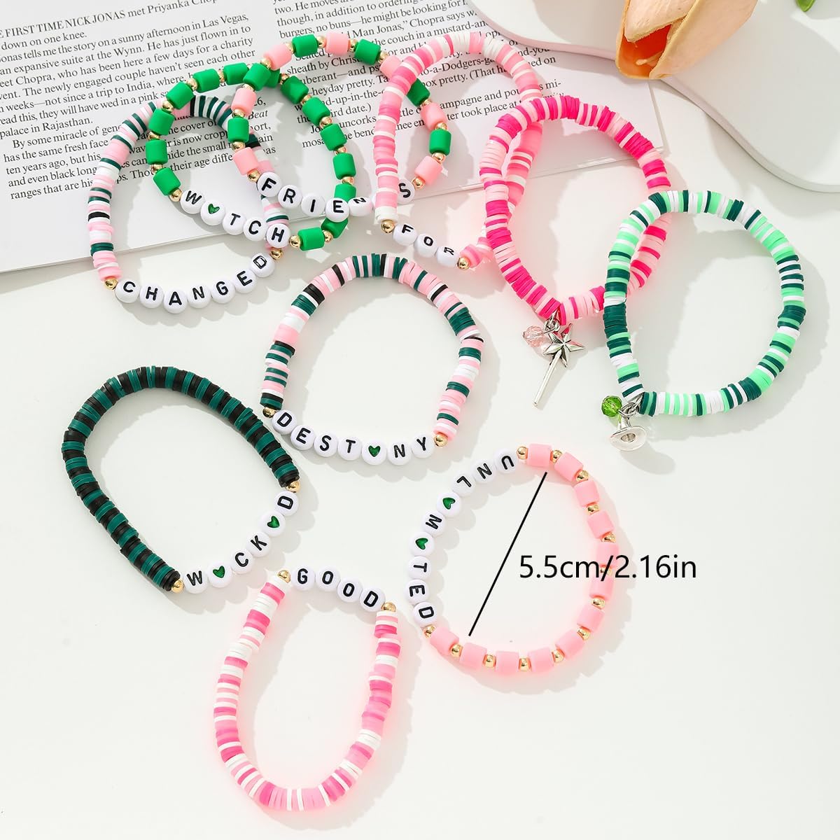 fmsao 10pcs Friendship Bracelets Magic Wand&Witch Hat Beaded Stretch Bracelets Gifts for Women