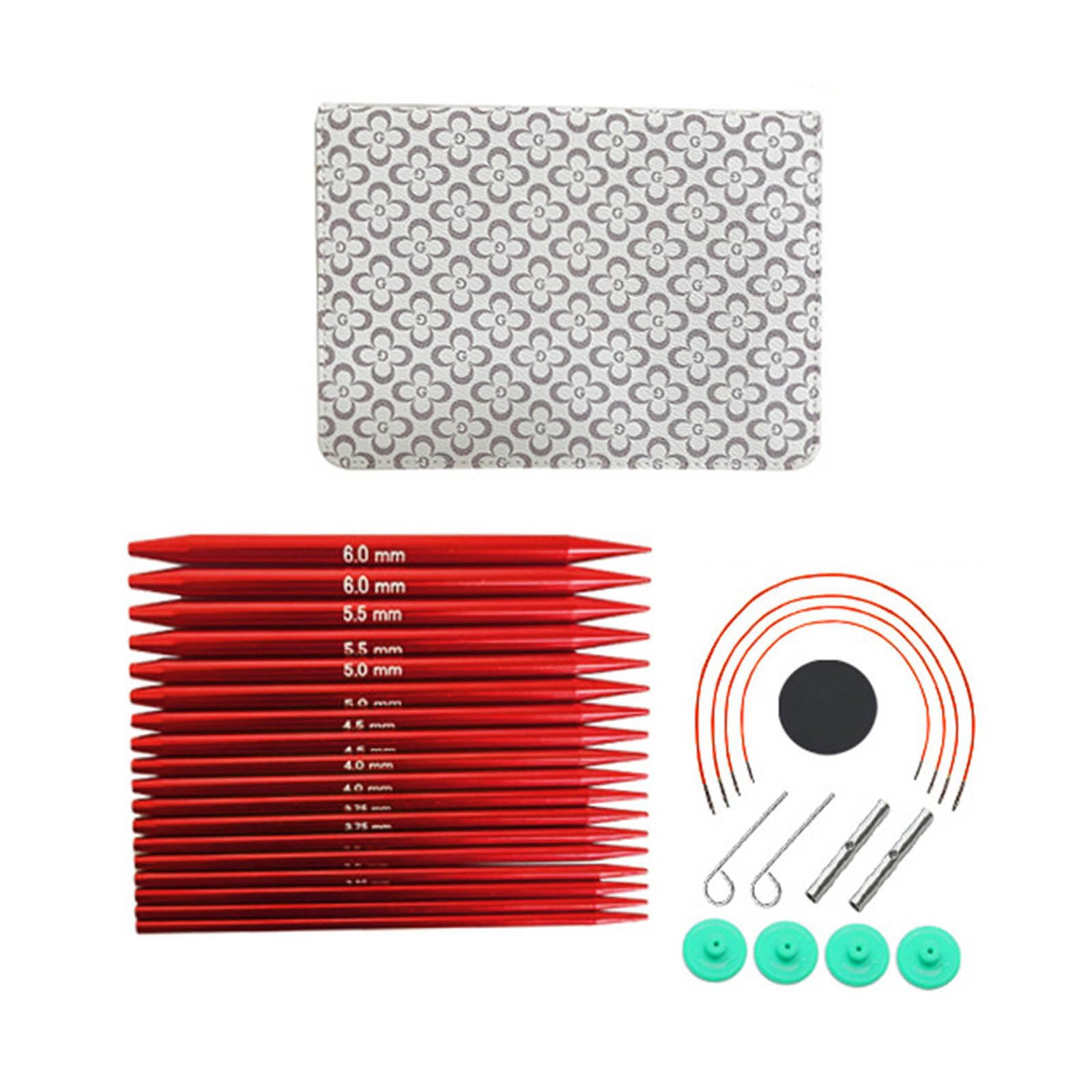 9Pairs Aluminum Circular Knitting Needle Set with Zippered Case Aluminum Interchangeable Knitting Needle 3.0mm-6.0mm Set