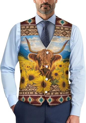 Mens Formal Suit Vest V Neck Button Down Waistcoat Adjust Waist Sleeveless Jacket Plus Size Western Dress Vests