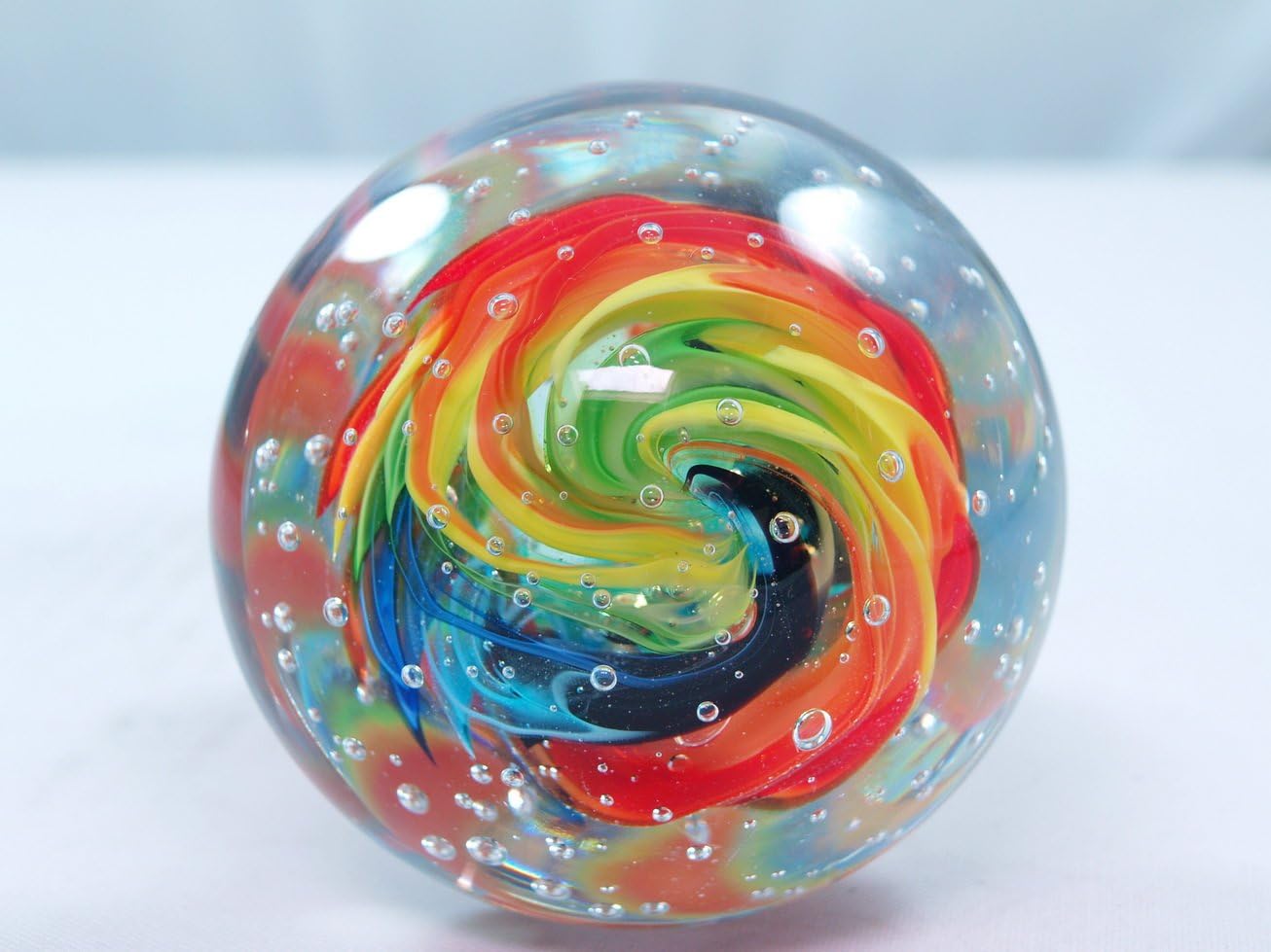 M Design Art Handcraft Rainbow Spiral Mushroom Paperweight PW-815