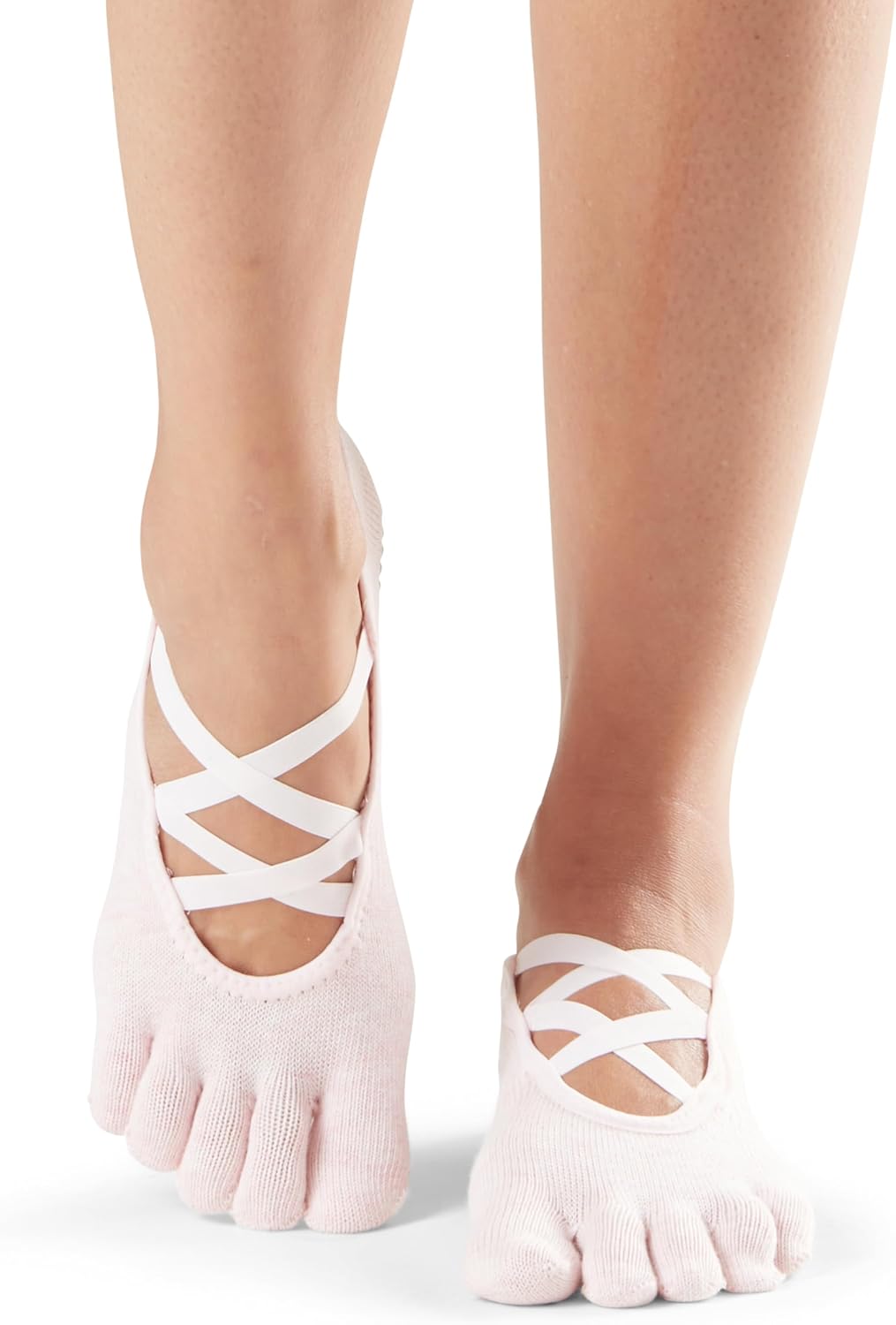 toesox Women’s Elle Full Toe Grip Socks - Non-Slip Pilates, Barre & Yoga with Grips, Ballet Five Toe Socks