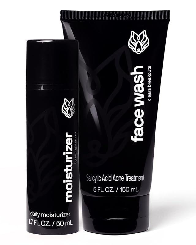 Black Wolf Kit com Sabonete Facial de Carvão e Gel Hidratante Oil-Free, Pacote com 2