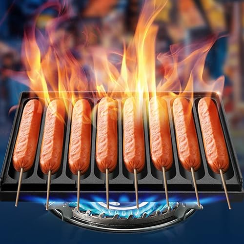 Sartén para asar salchichas de 8 rejillas, bandeja de salchichas para evitar que se pegue, placa de aluminio gruesa, segura y saludable para perros